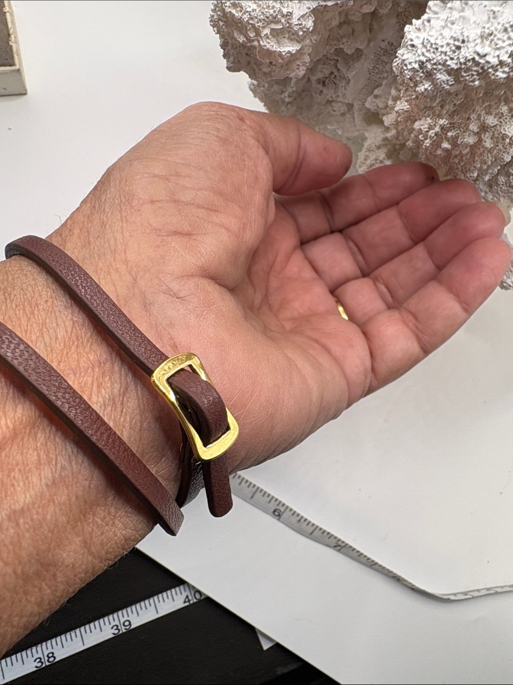 Alexander McQueen Gold Swallow Charm Burgundy Wrap Bracelet - Picture 2 of 5